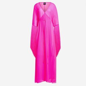 adidas IVY PARK Fringe Sheer Chiffon Robe Pink Barbie Beyonce Rosa Show XL NWT